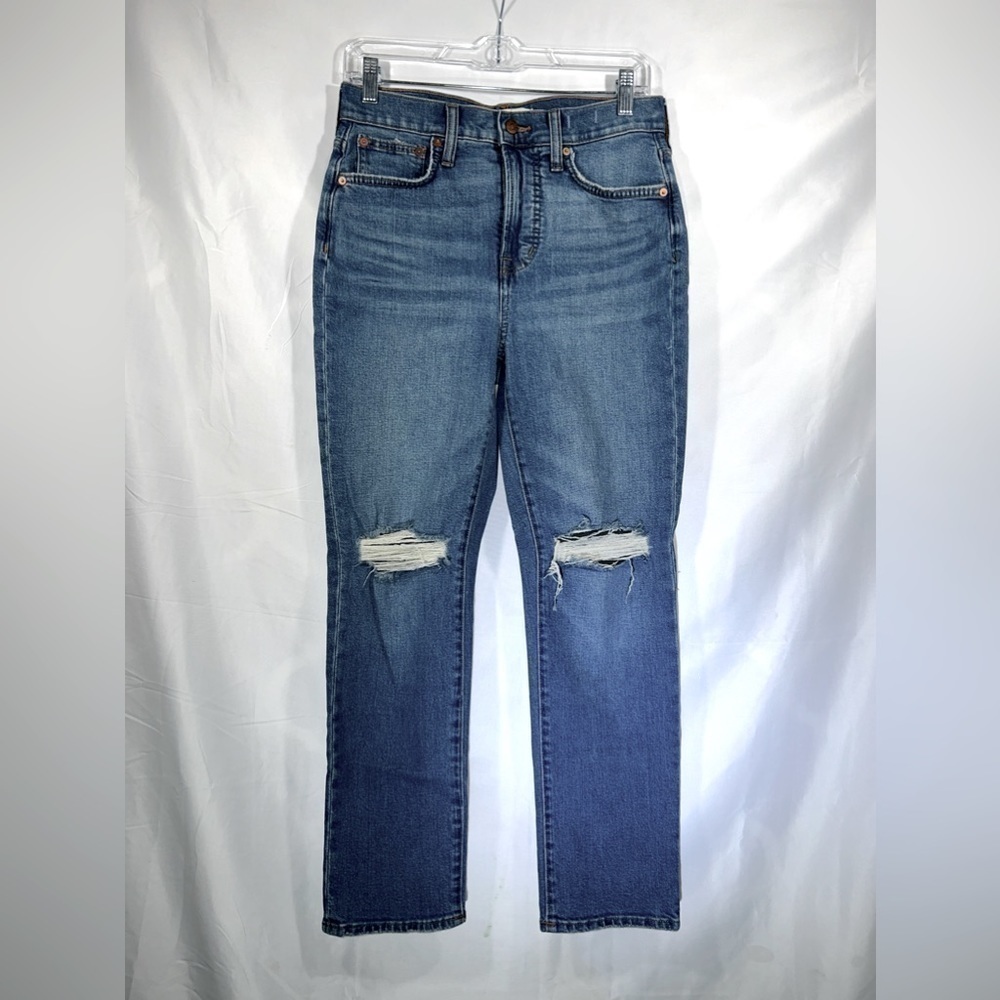 Madewell The Perfect Vintage Crop Jeans Womens Medium  Wash Ripped Edition Sz 26